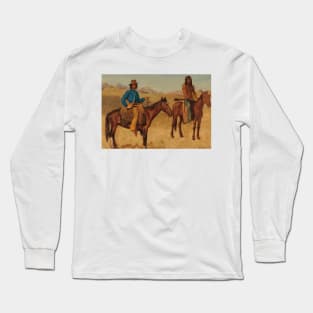 Trapper And Indian Guide On Horseback by Albert Bierstadt Long Sleeve T-Shirt